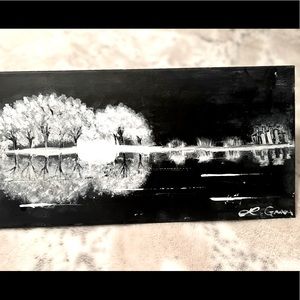 Original oil painting of a guitar landscape